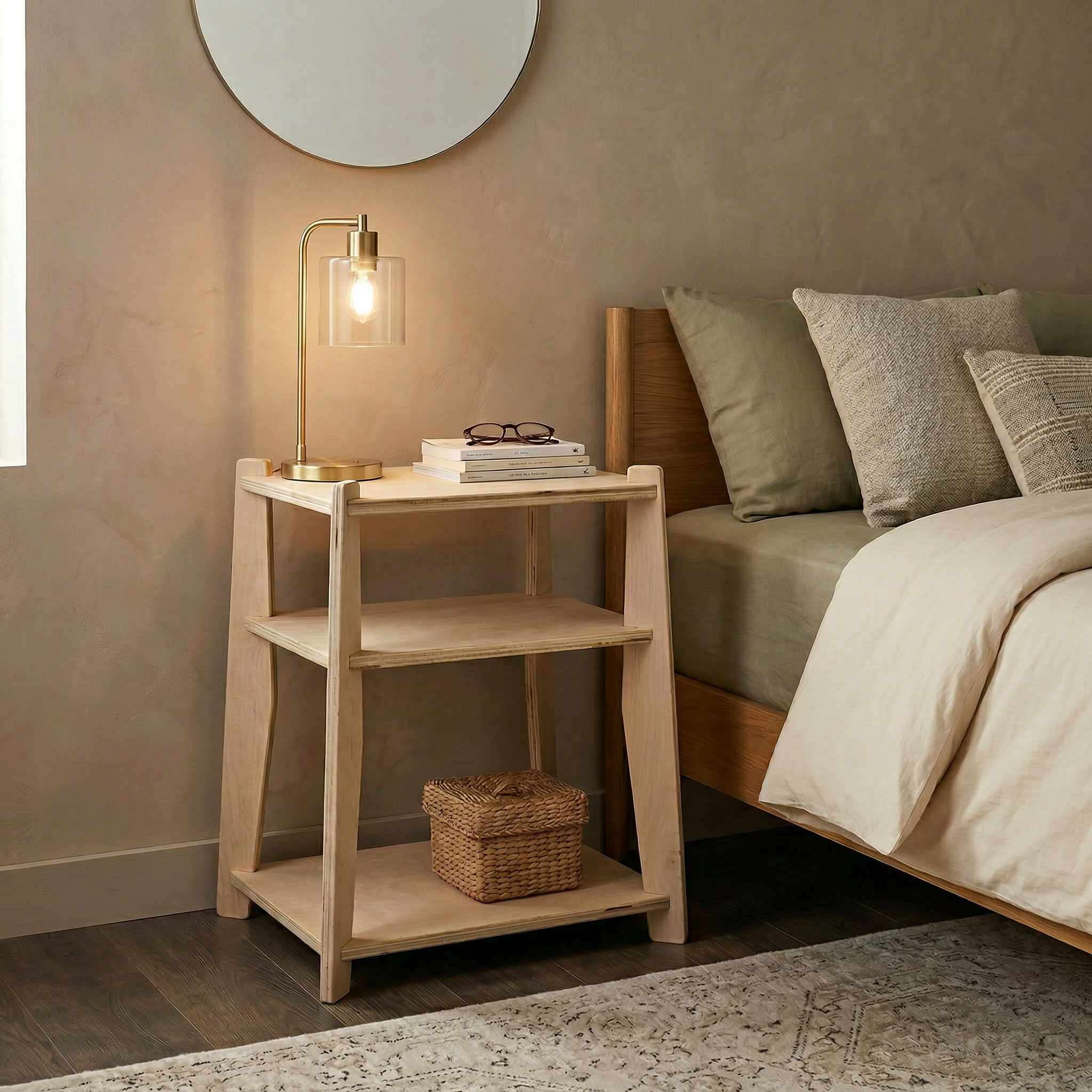 Minimalist 3-Tier Birch Plywood Nightstand