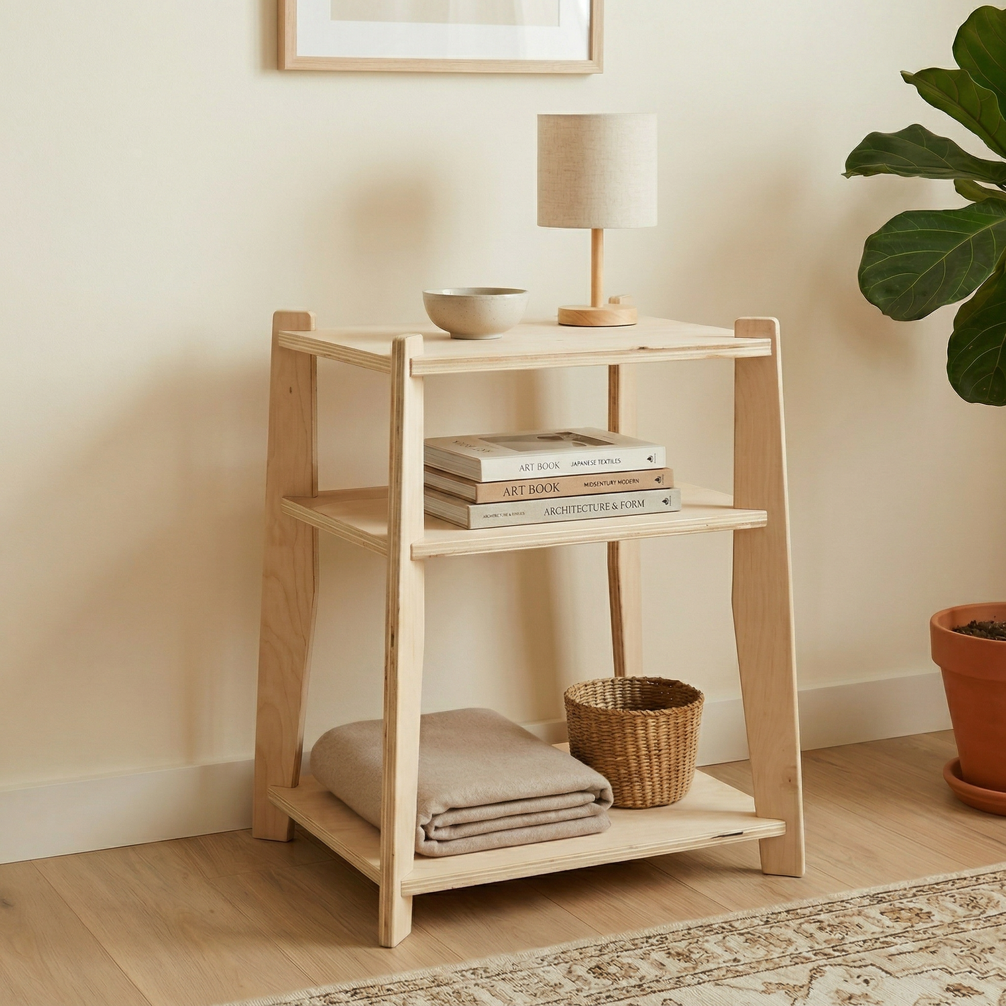 Minimalist 3-Tier Birch Plywood Nightstand